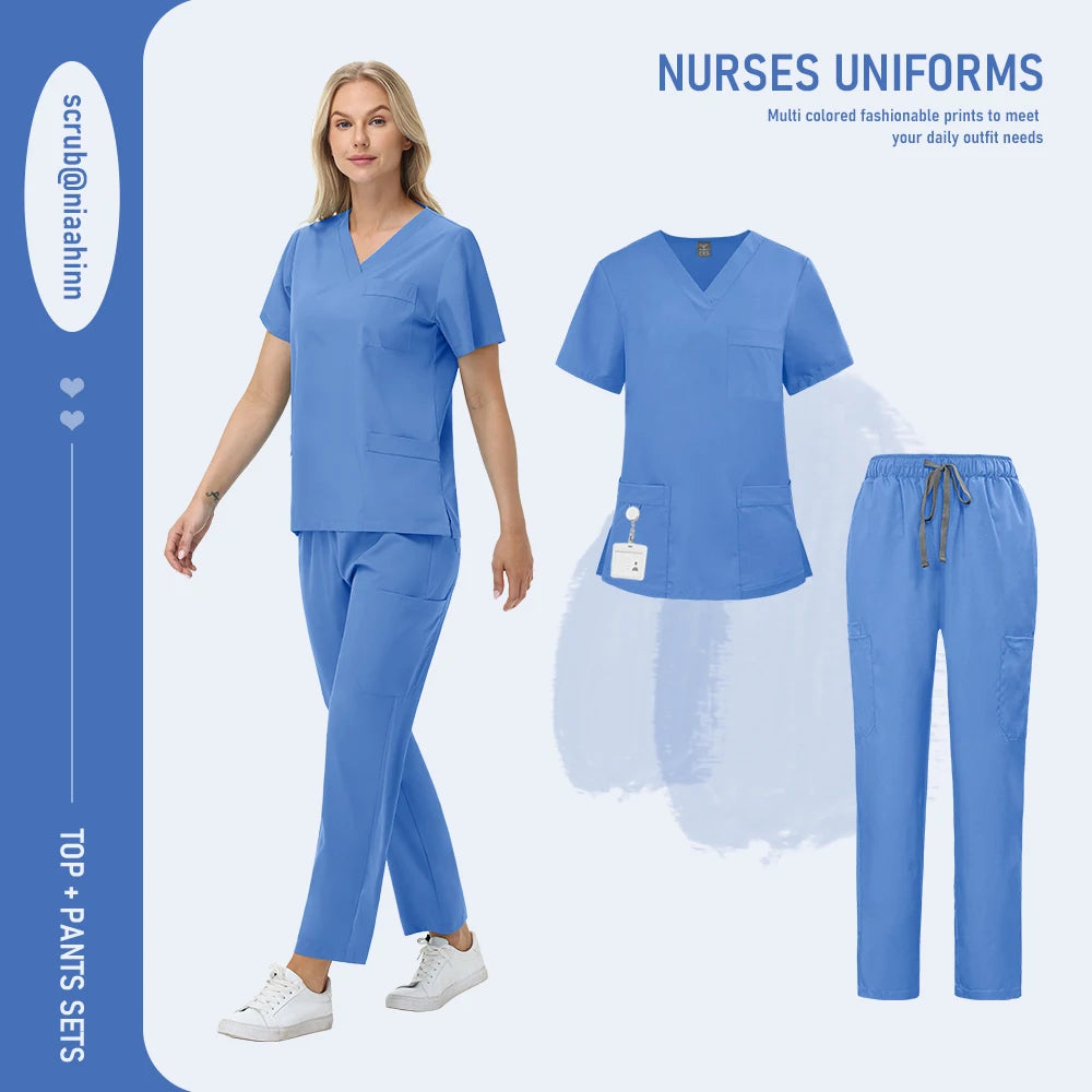 Ensemble Médical Femme - Haut Manches Courtes et Pantalon (12 Couleurs)