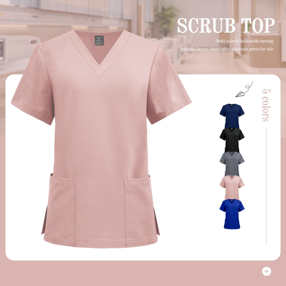 Haut Médical Unisexe Col V - Manches Courtes (5 Couleurs)