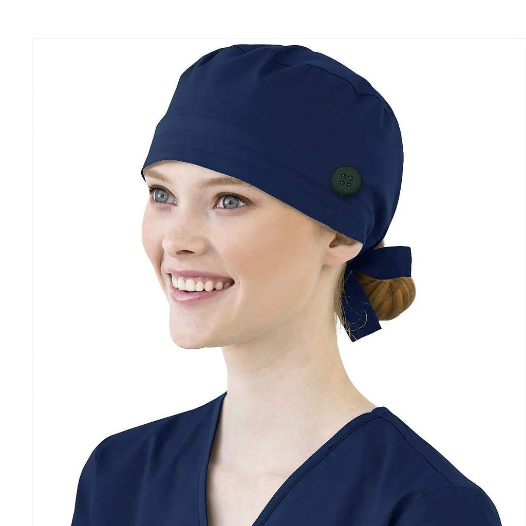 Bonnet médical avec bouton et bandeau anti-transpiration - Style bouffant ajustable