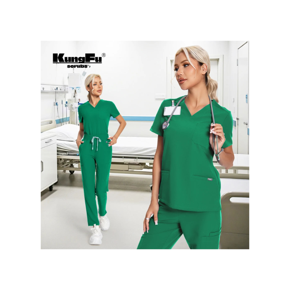 Ensemble Médical Antibactérien Vert - 2 Pièces (Haut et Pantalon)