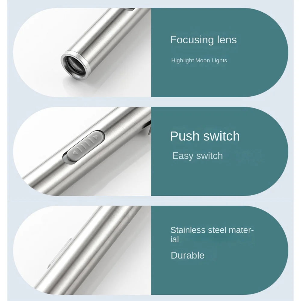 Lampe Stylo Médicale LED Rechargeable USB en Acier Inoxydable