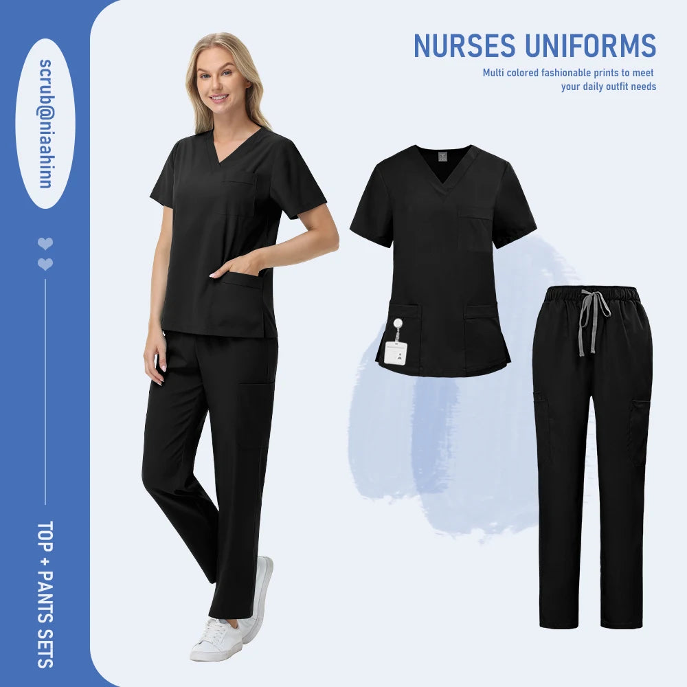 Ensemble Médical Femme - Haut Manches Courtes et Pantalon (12 Couleurs)