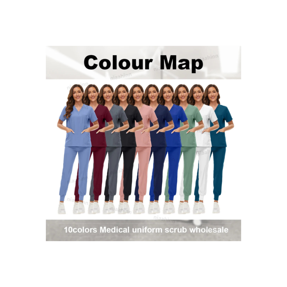 Ensemble de Scrubs Médicaux Femme – Haut Manches Courtes & Pantalon