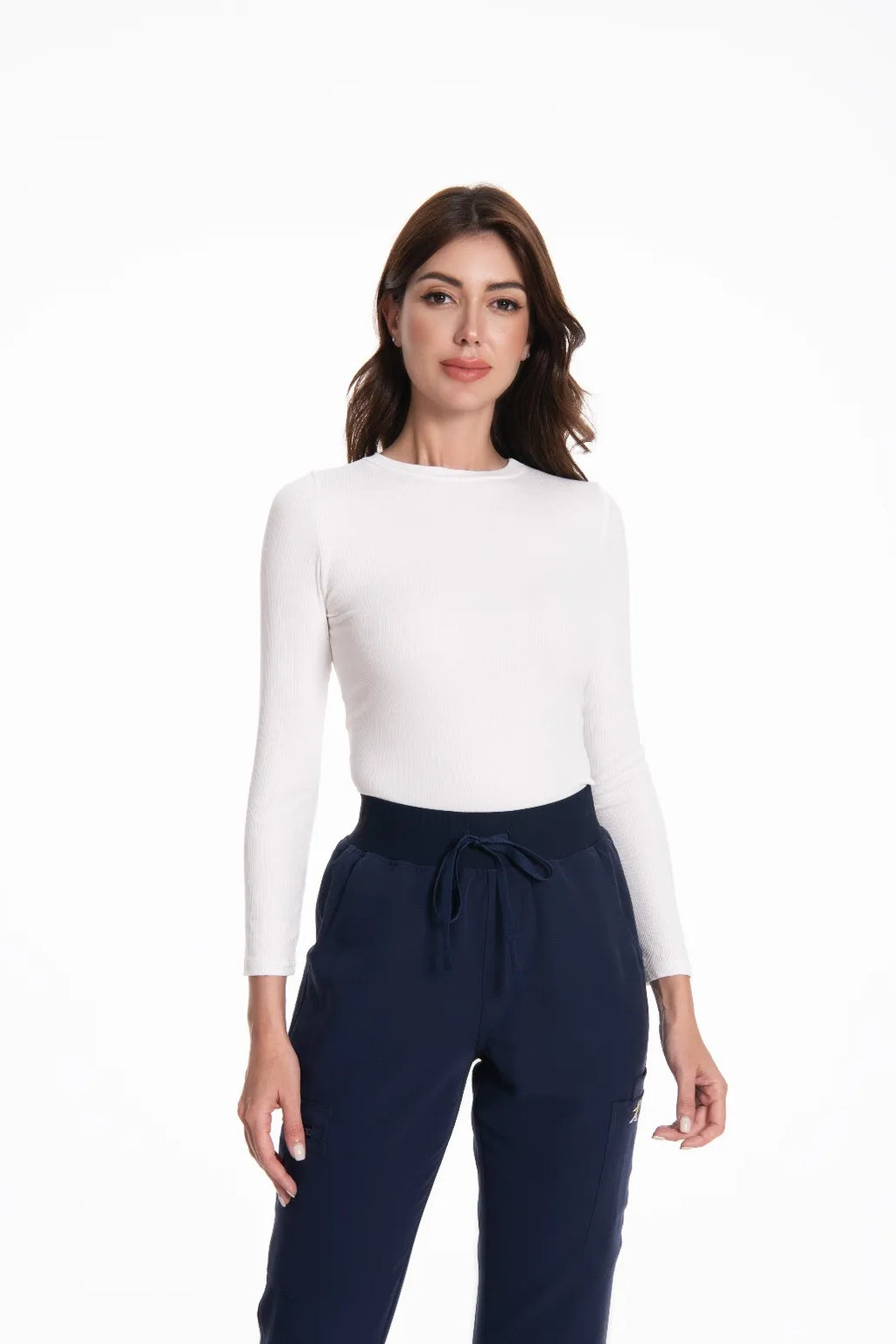 KUNGFU SCRUBS Sous-vêtement médical sans couture col rond manches longues femme