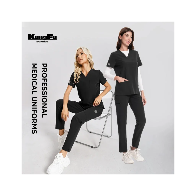 KUNGFU SCRUBS Ensemble médical femme antibactérien noir