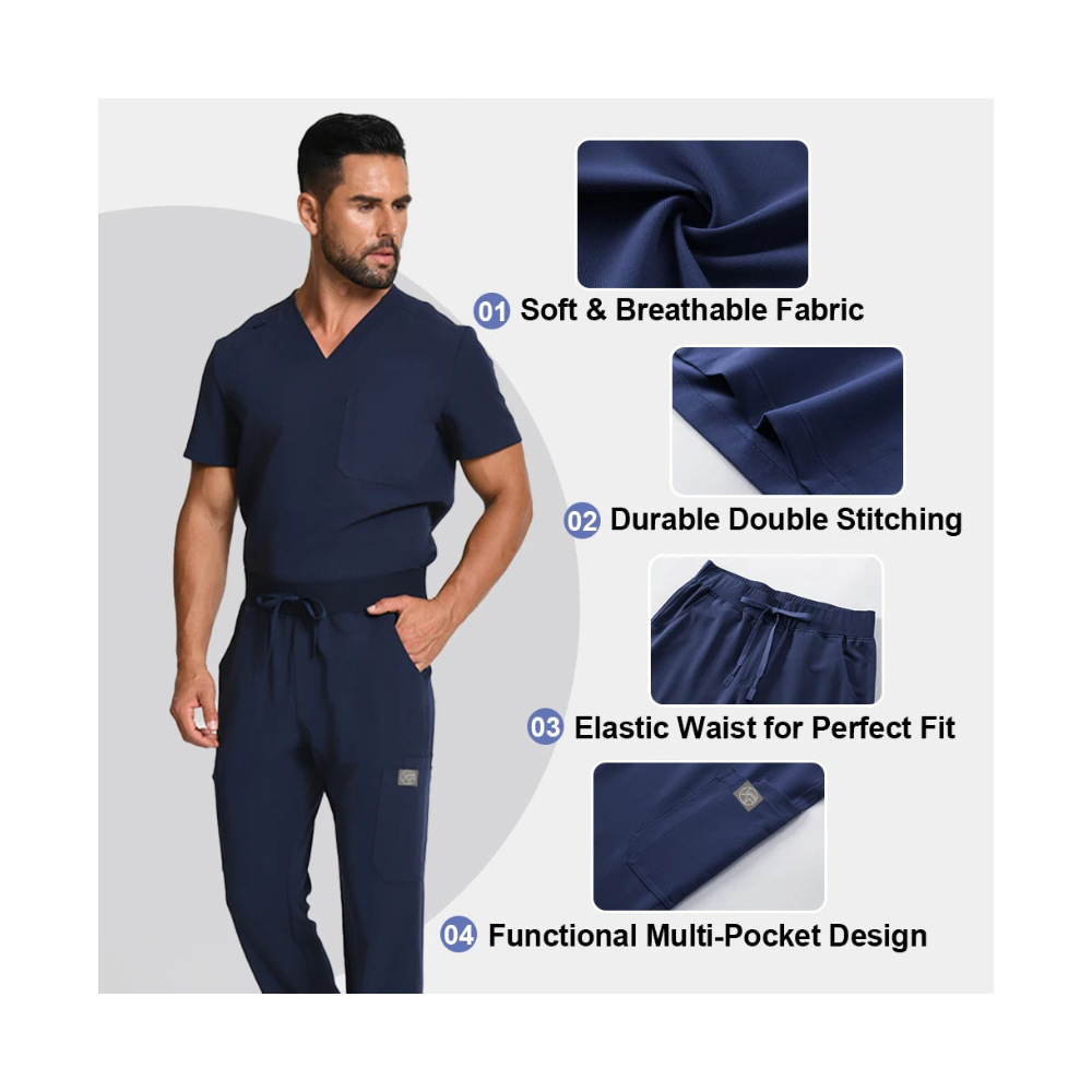 KUNGFU SCRUBS Ensemble médical homme anti-froissement style jogger