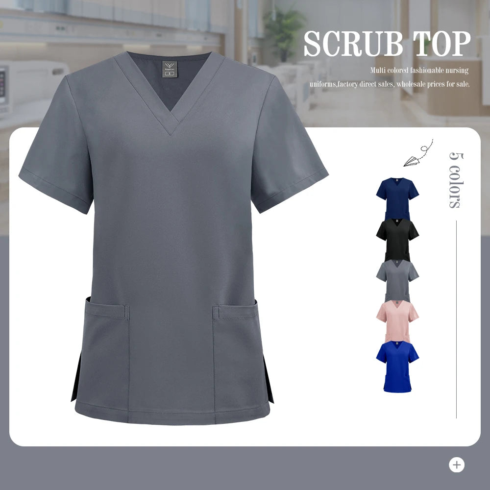 Haut Médical Unisexe Col V - Manches Courtes (5 Couleurs)