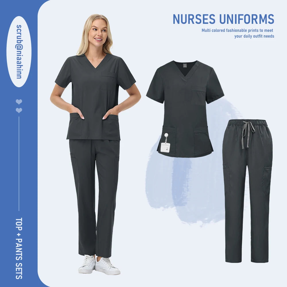 Ensemble Médical Femme - Haut Manches Courtes et Pantalon (12 Couleurs)