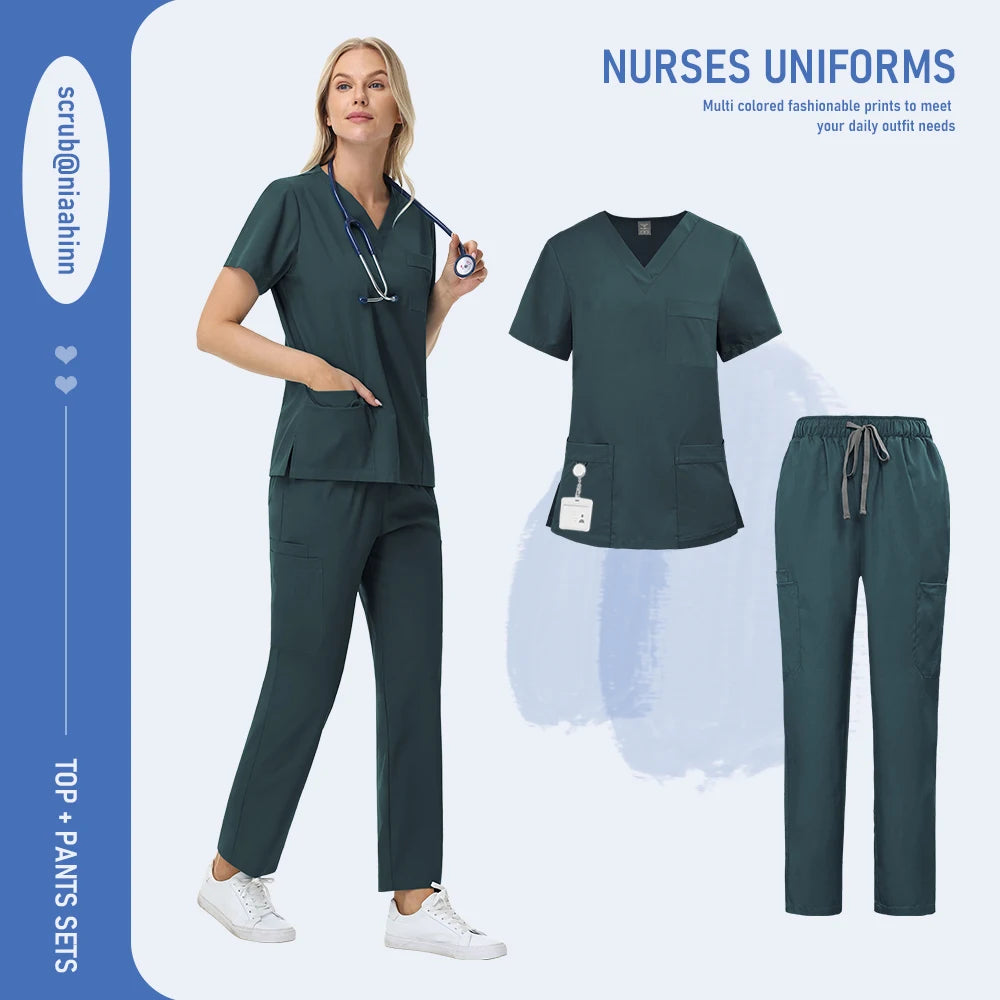 Ensemble Médical Femme - Haut Manches Courtes et Pantalon (12 Couleurs)