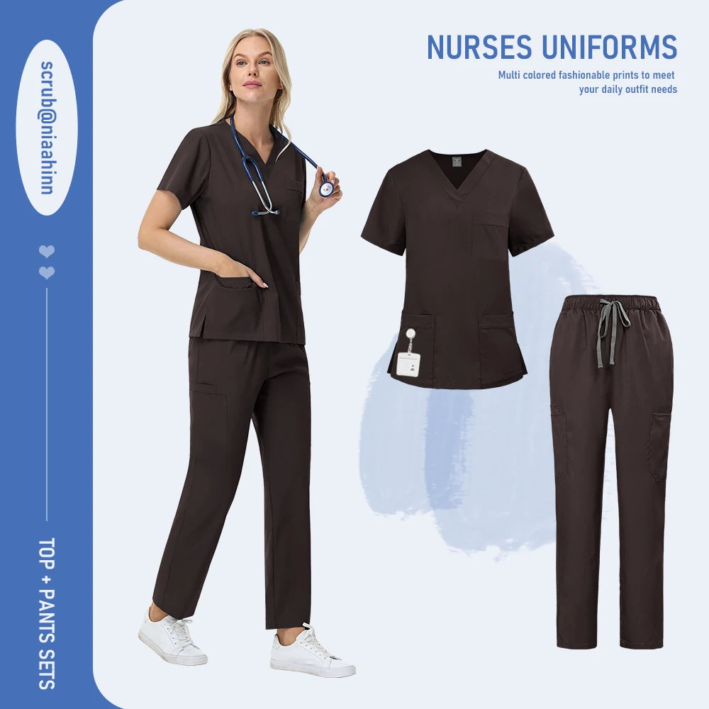 Ensemble Médical Femme - Haut Manches Courtes et Pantalon (12 Couleurs)