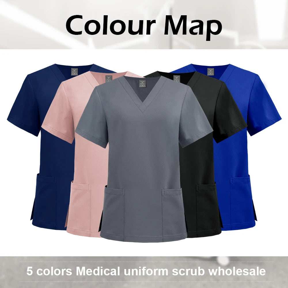Haut Médical Unisexe Col V - Manches Courtes (5 Couleurs)