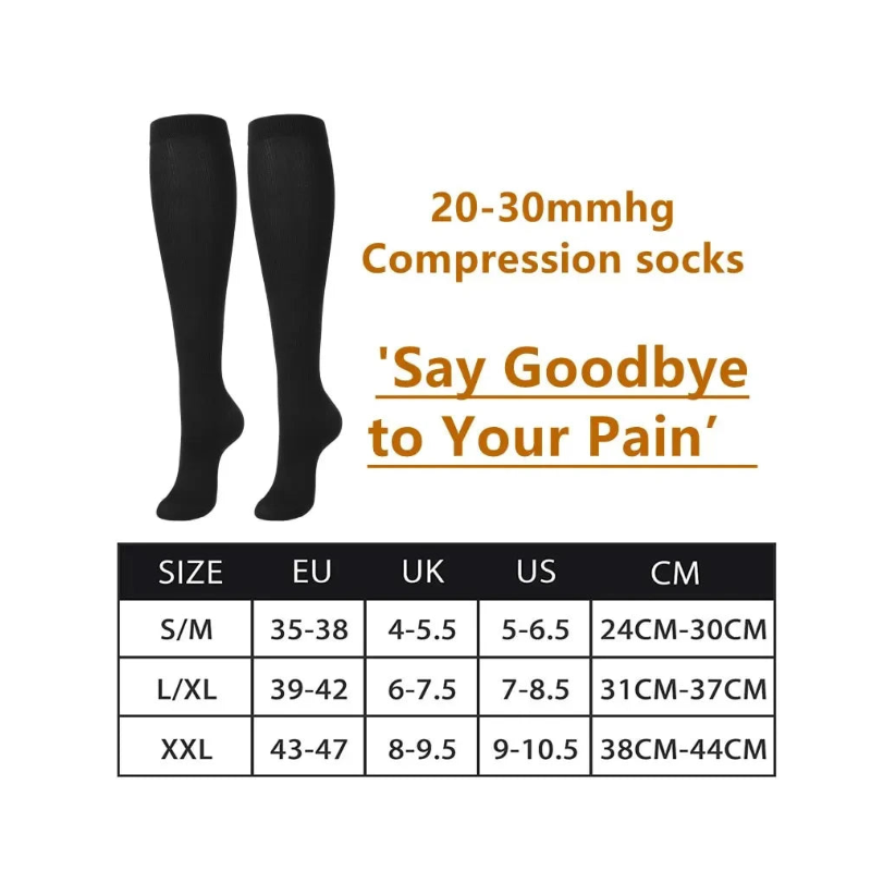 Bas de Compression Médicaux 20-30 mmHg - Lot de 3/6/7 Paires