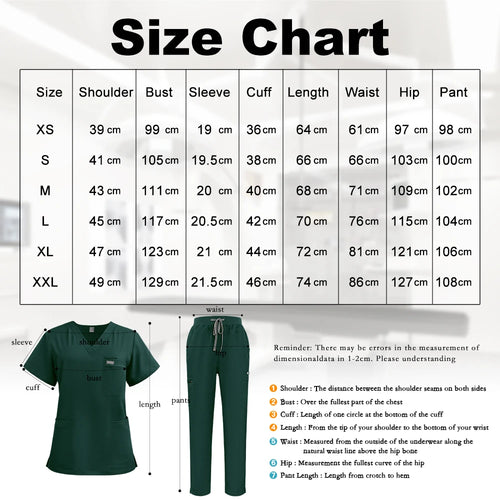 V-Neck Medical Scrub Set (8 Colors)
