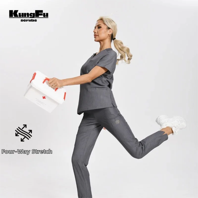 KUNGFU SCRUBS Ensemble médical femme col en V ajusté