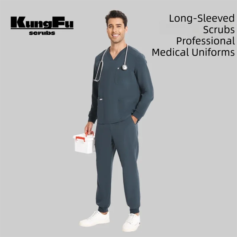 KUNGFU SCRUBS Ensemble médical homme manches longues antibactérien