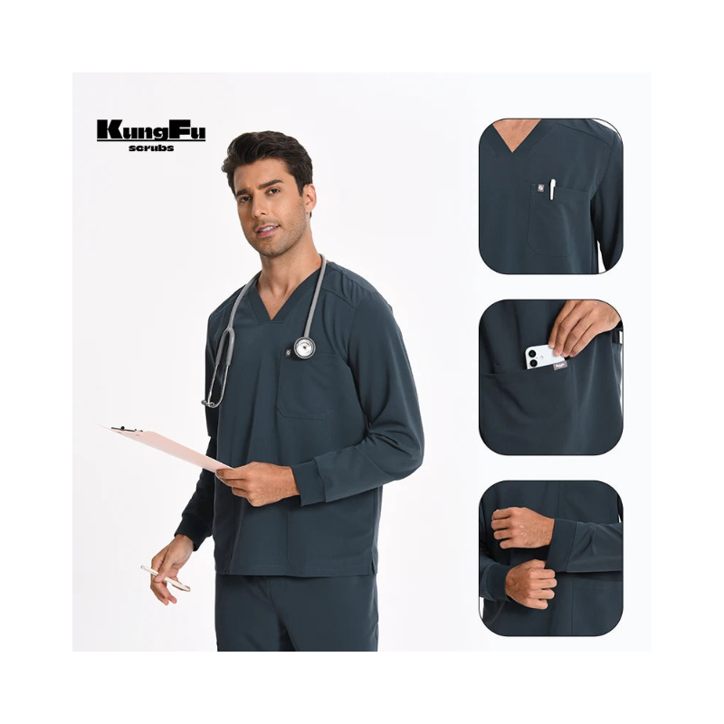 KUNGFU SCRUBS Ensemble médical homme manches longues antibactérien