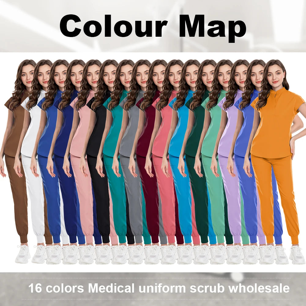Ensemble Médical Femme - Haut et Pantalon Jogger (16 Couleurs)
