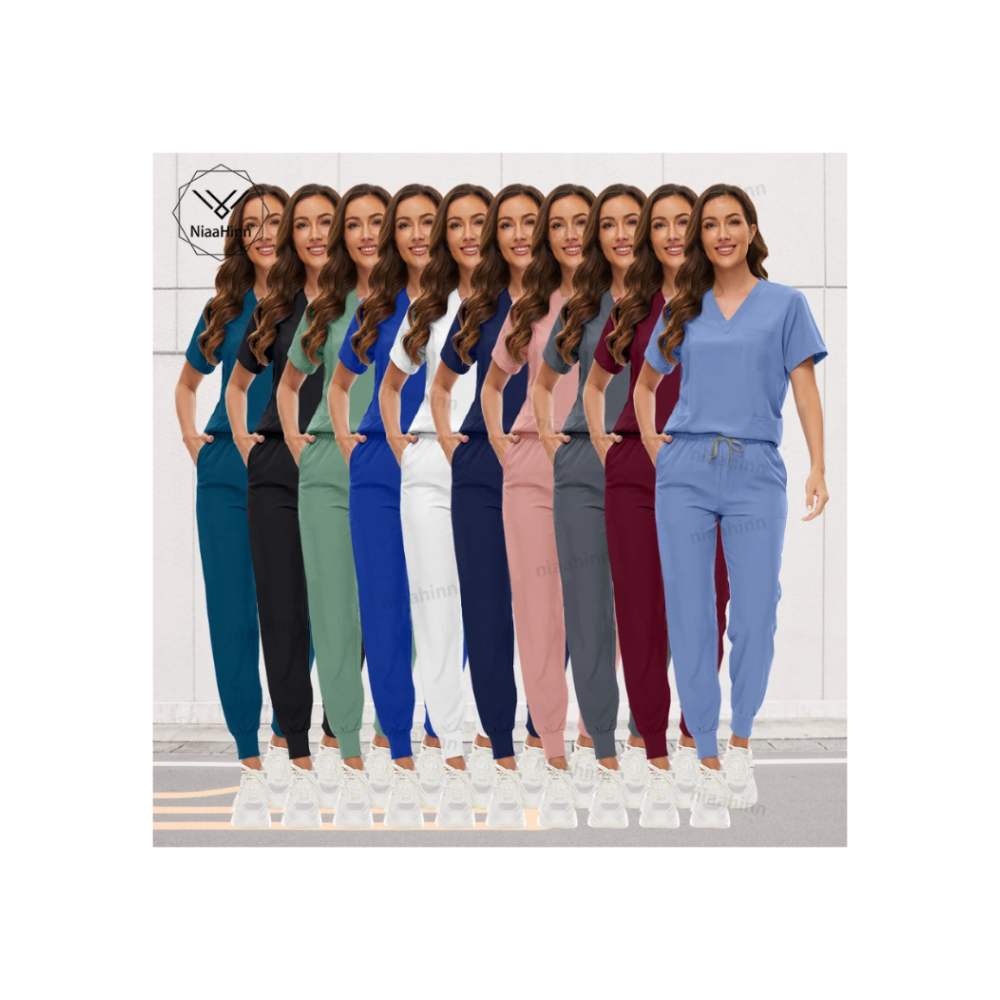 Ensemble de Scrubs Médicaux Femme – Haut Manches Courtes & Pantalon
