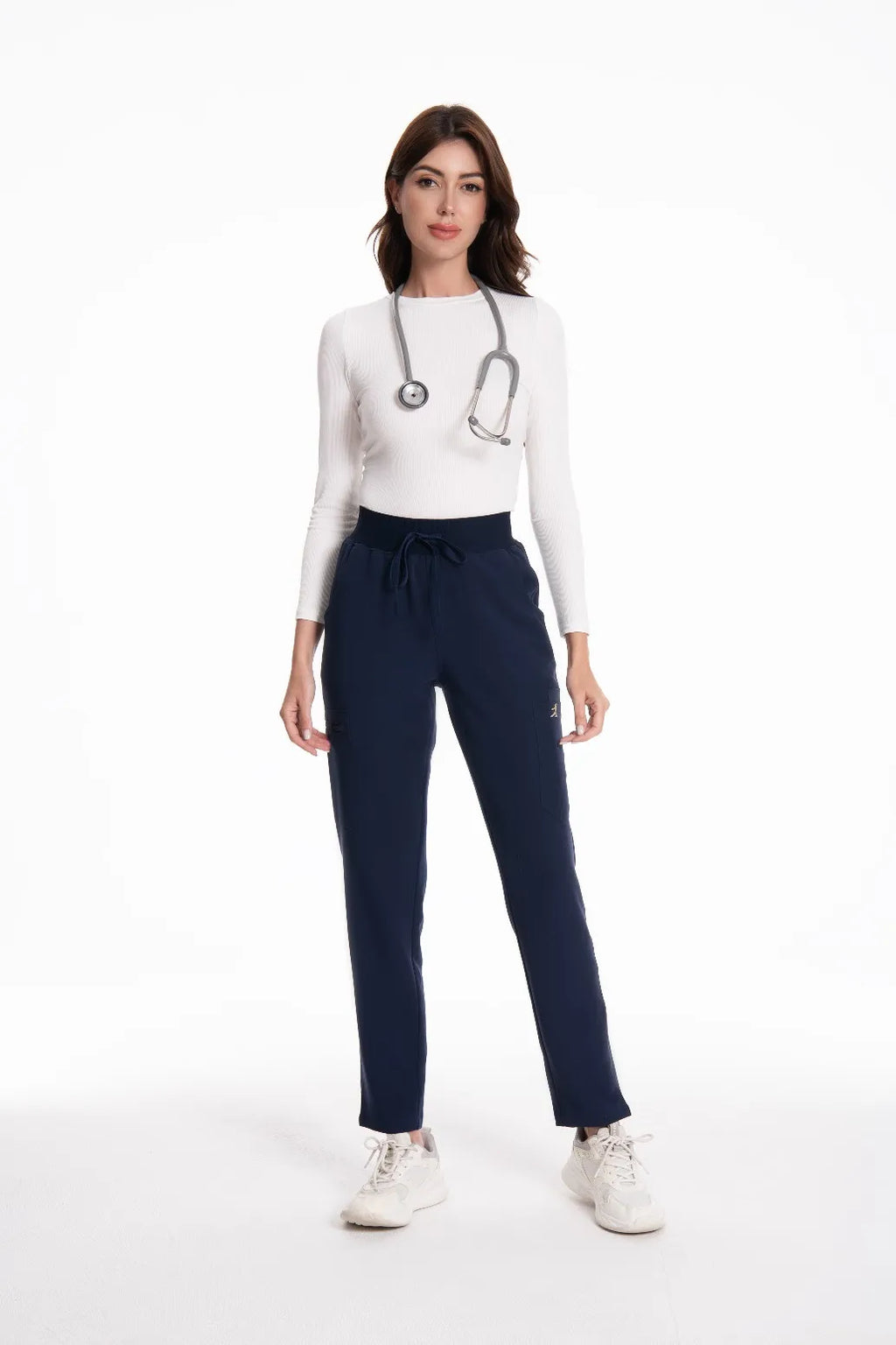 KUNGFU SCRUBS Sous-vêtement médical sans couture col rond manches longues femme