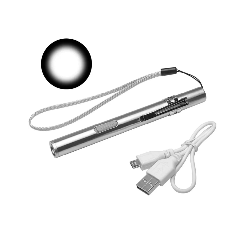 Lampe Stylo Médicale LED Rechargeable USB en Acier Inoxydable