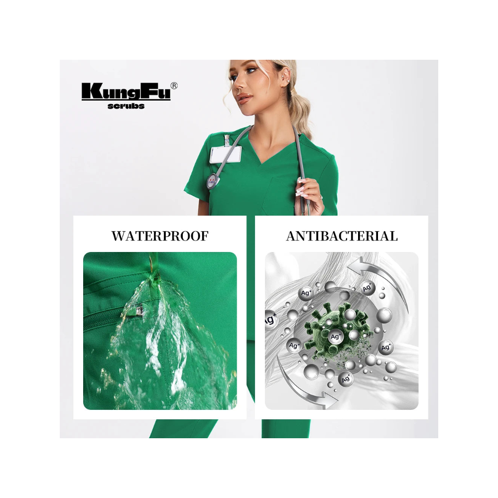 Ensemble Médical Antibactérien Vert - 2 Pièces (Haut et Pantalon)