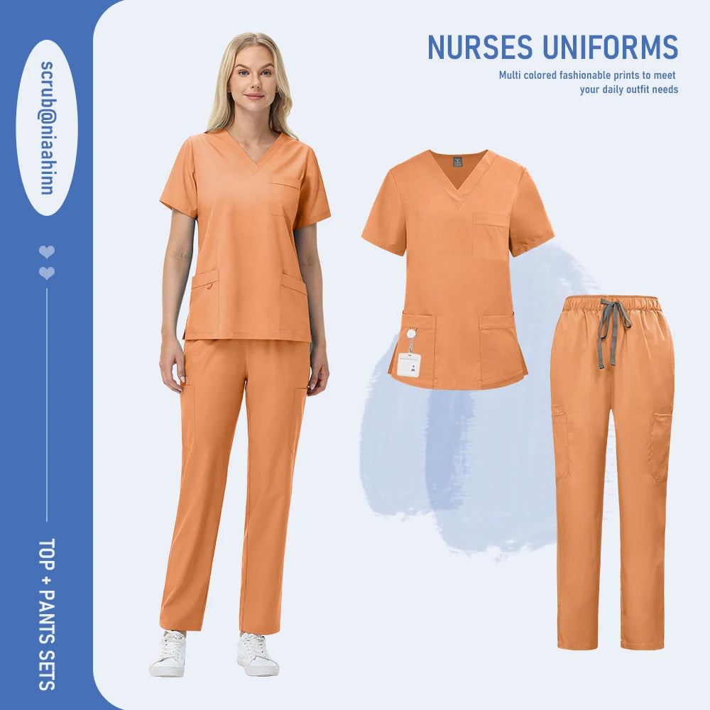 Ensemble Médical Femme - Haut Manches Courtes et Pantalon (12 Couleurs)