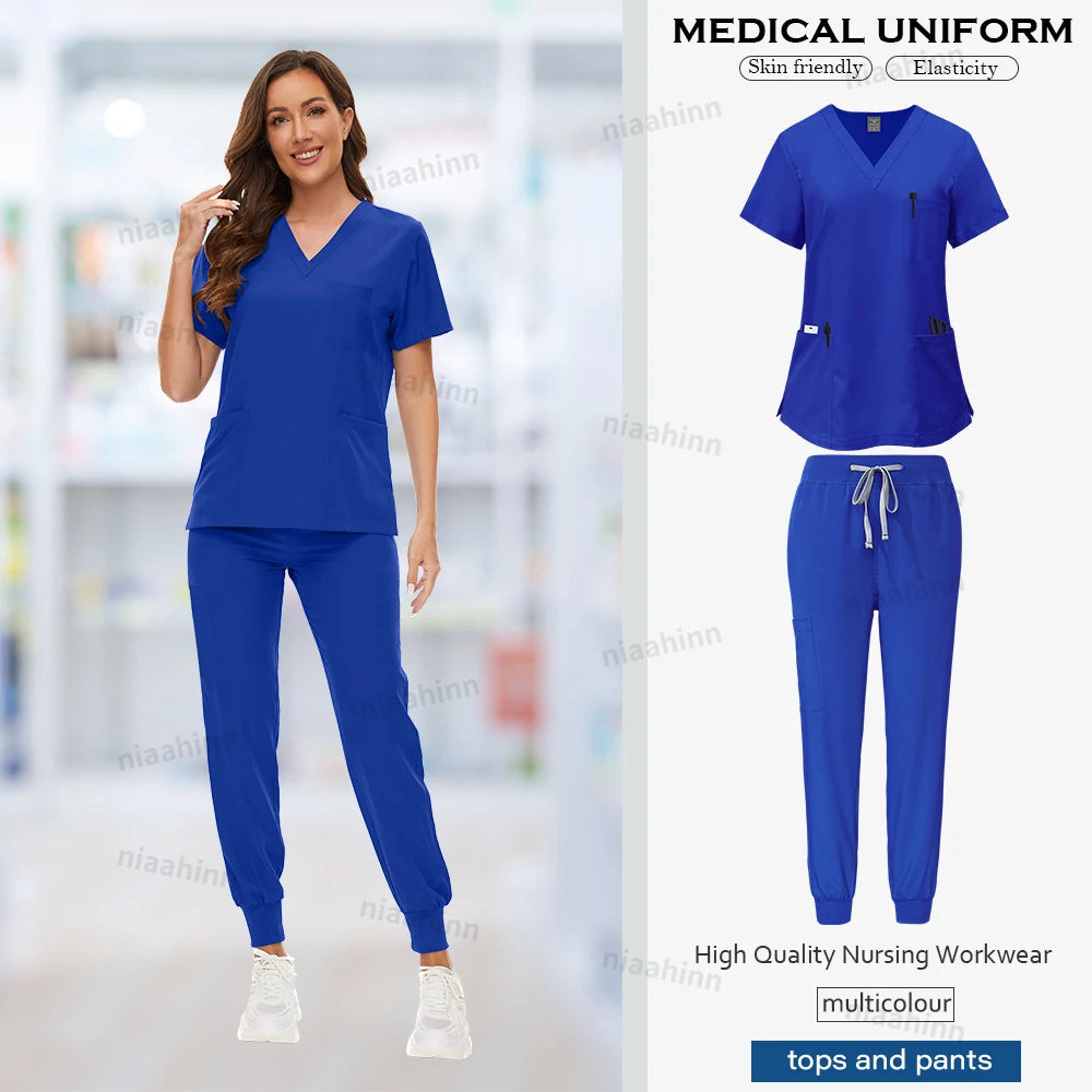Ensemble de Scrubs Médicaux Femme – Haut Manches Courtes & Pantalon