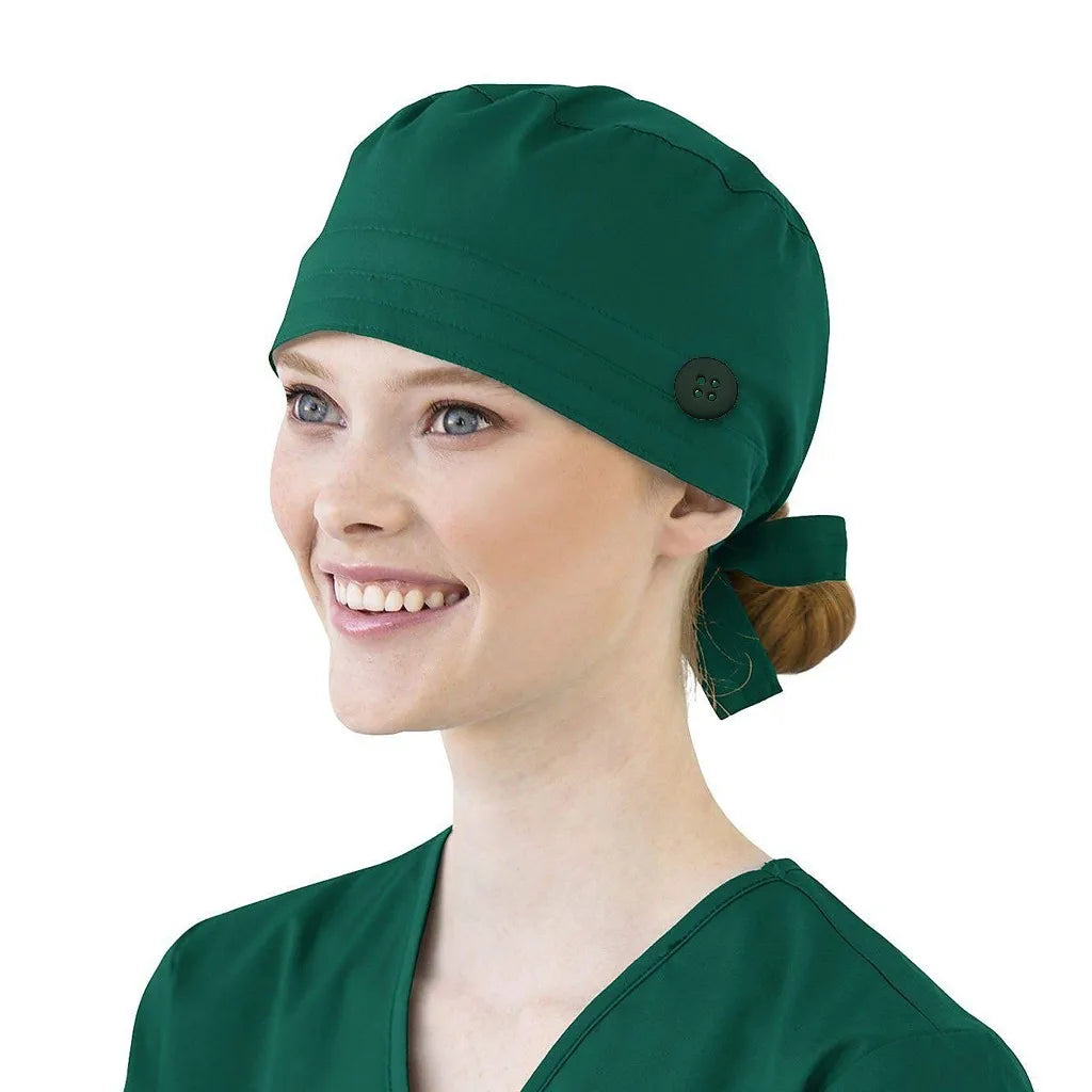 Bonnet médical avec bouton et bandeau anti-transpiration - Style bouffant ajustable