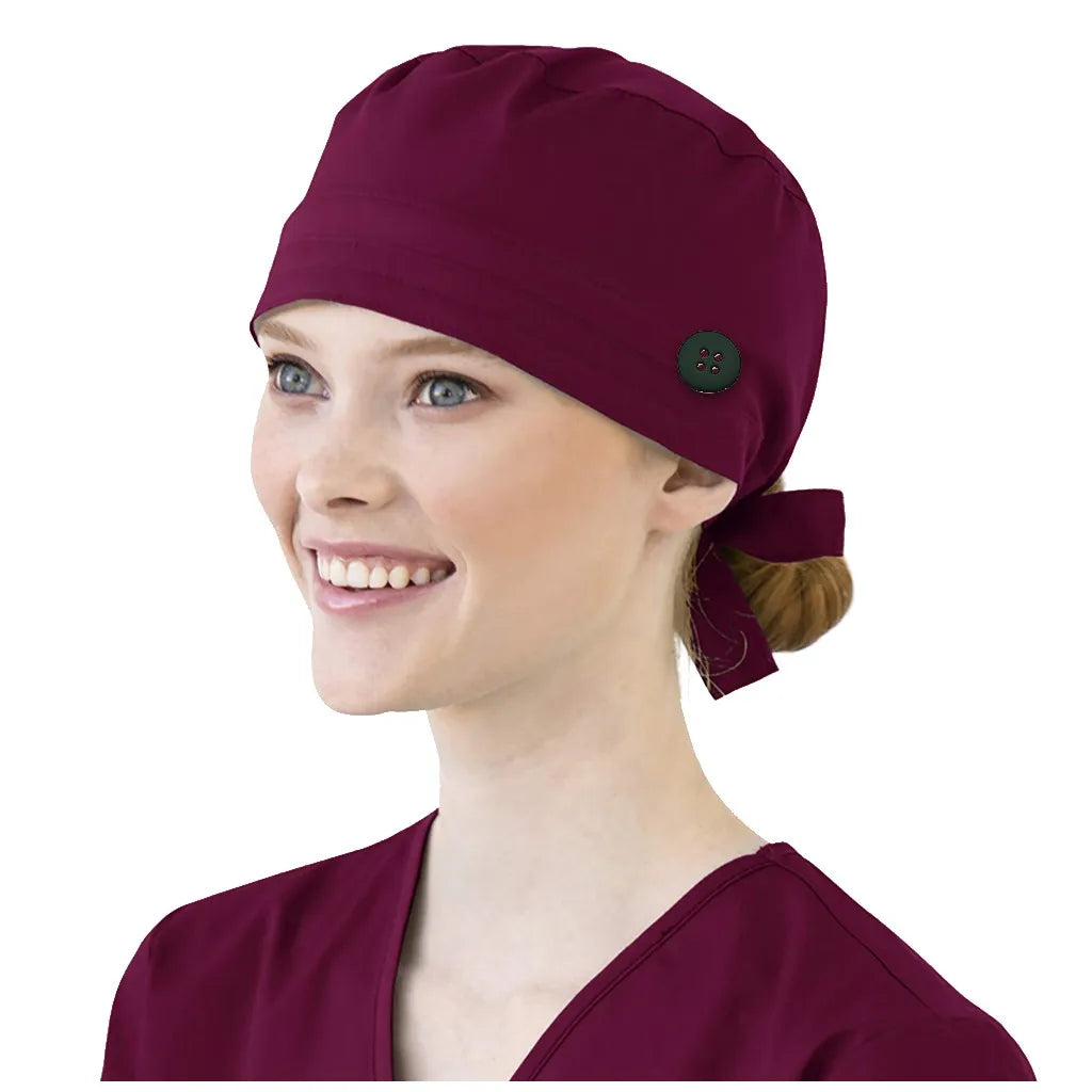 Bonnet médical avec bouton et bandeau anti-transpiration - Style bouffant ajustable