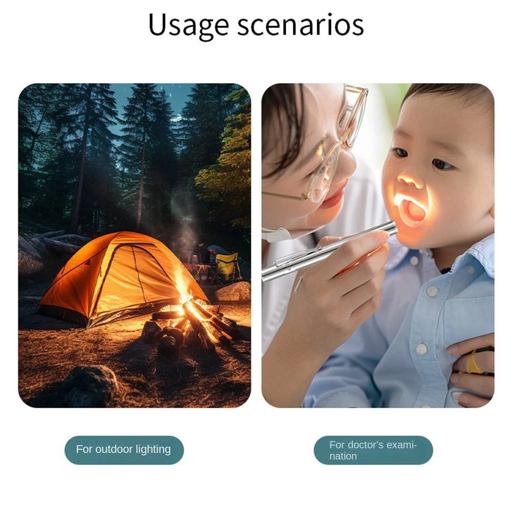 Lampe Stylo Médicale LED Rechargeable USB en Acier Inoxydable