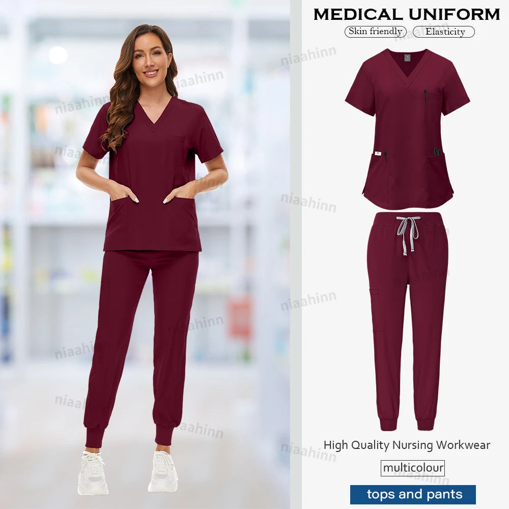 Ensemble de Scrubs Médicaux Femme – Haut Manches Courtes & Pantalon