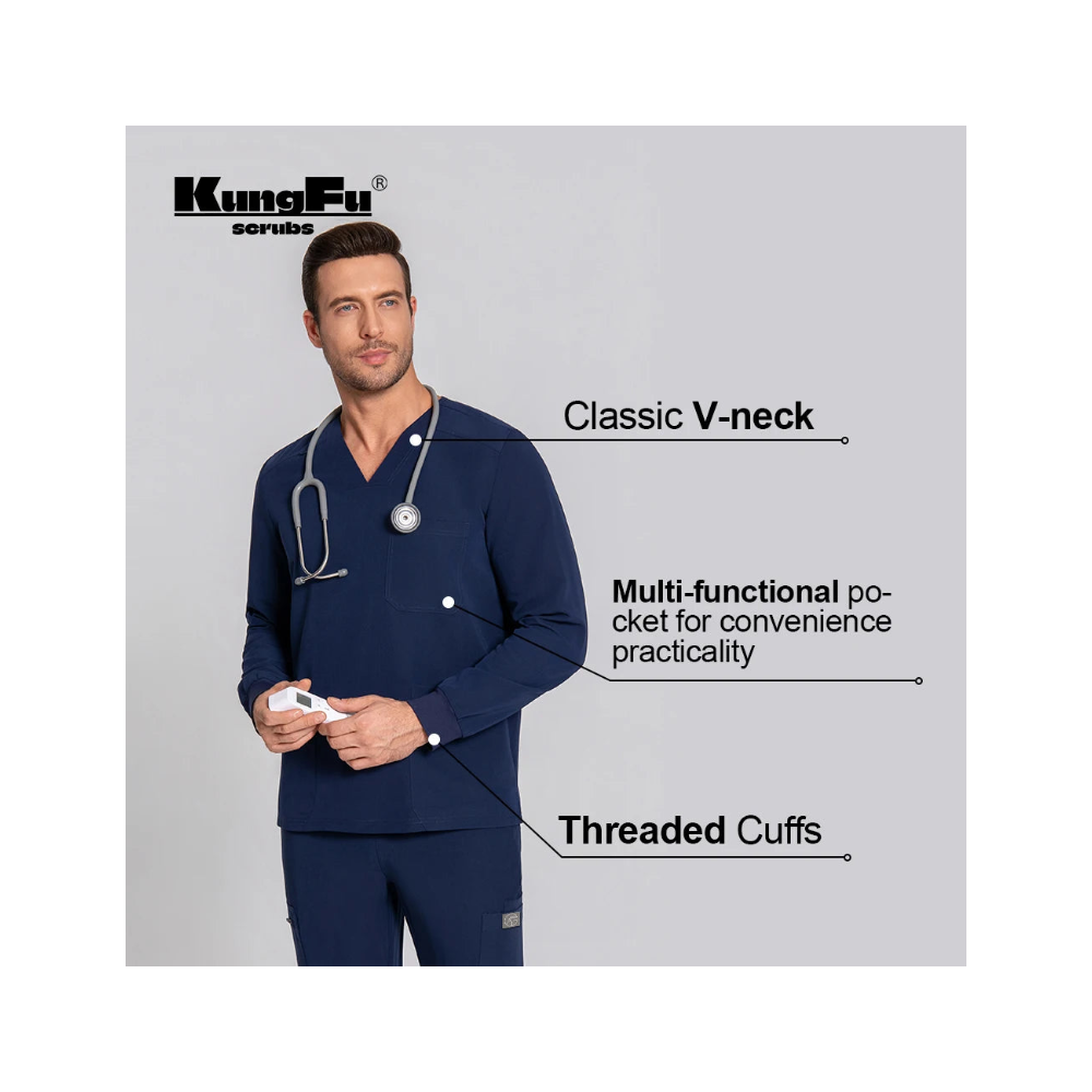 KUNGFU SCRUBS Haut médical homme manches longues antibactérien
