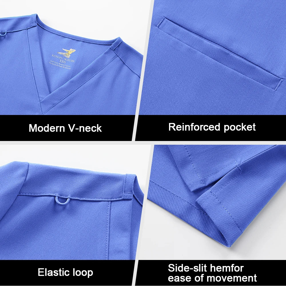KUNGFU SCRUBS Ensemble médical femme anti-froissement doux antibactérien