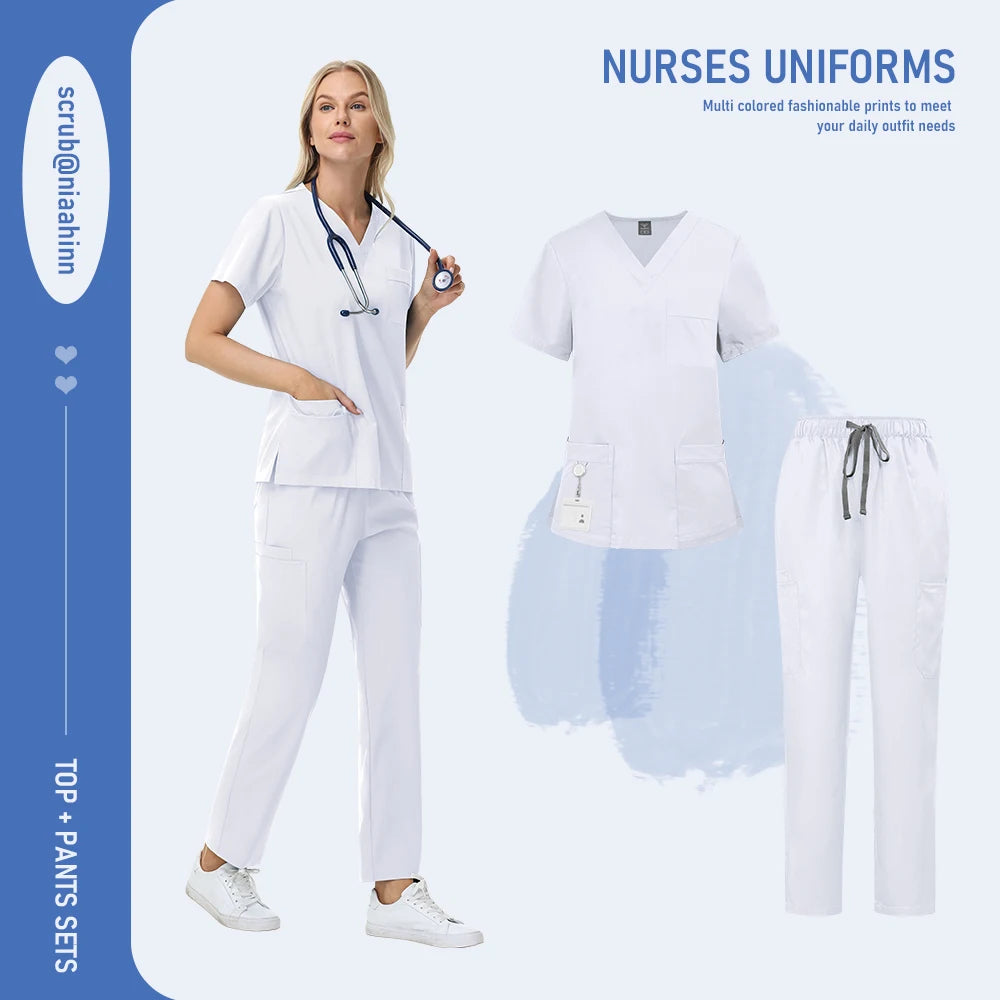 Ensemble Médical Femme - Haut Manches Courtes et Pantalon (12 Couleurs)