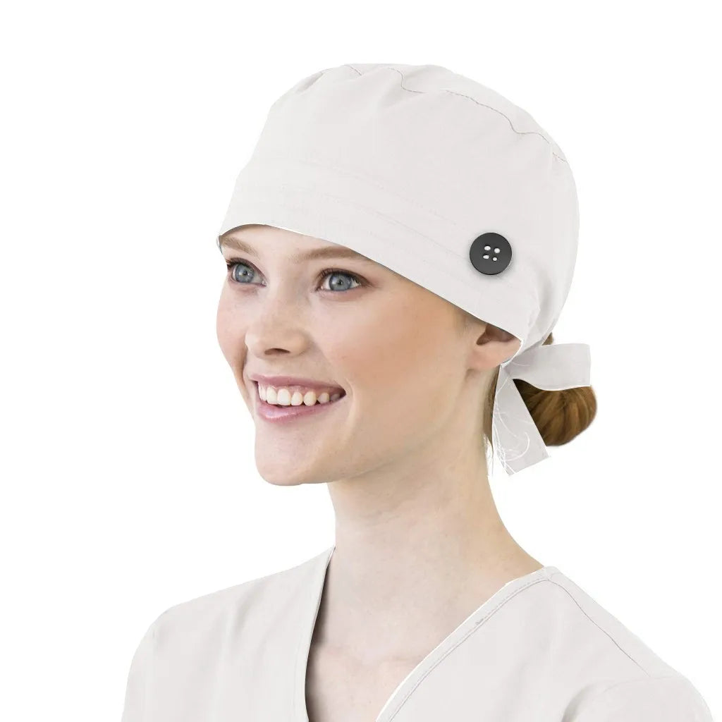 Bonnet médical avec bouton et bandeau anti-transpiration - Style bouffant ajustable