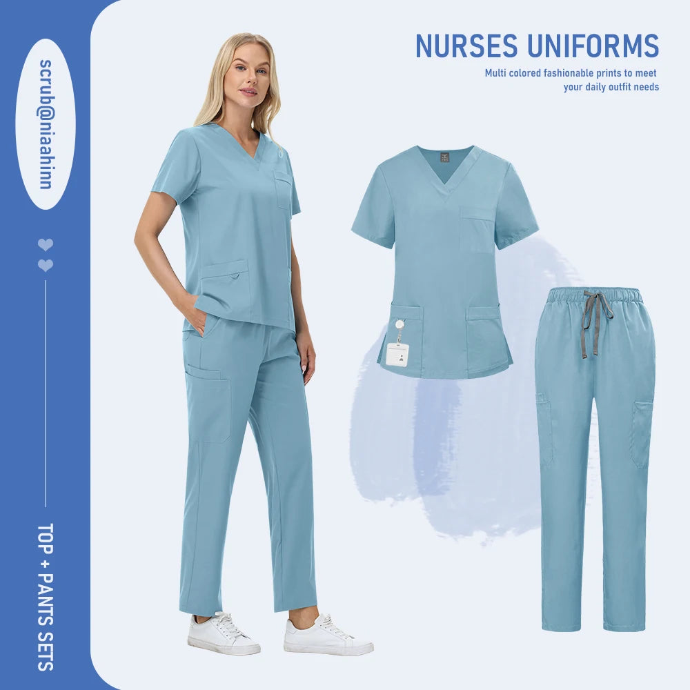 Ensemble Médical Femme - Haut Manches Courtes et Pantalon (12 Couleurs)