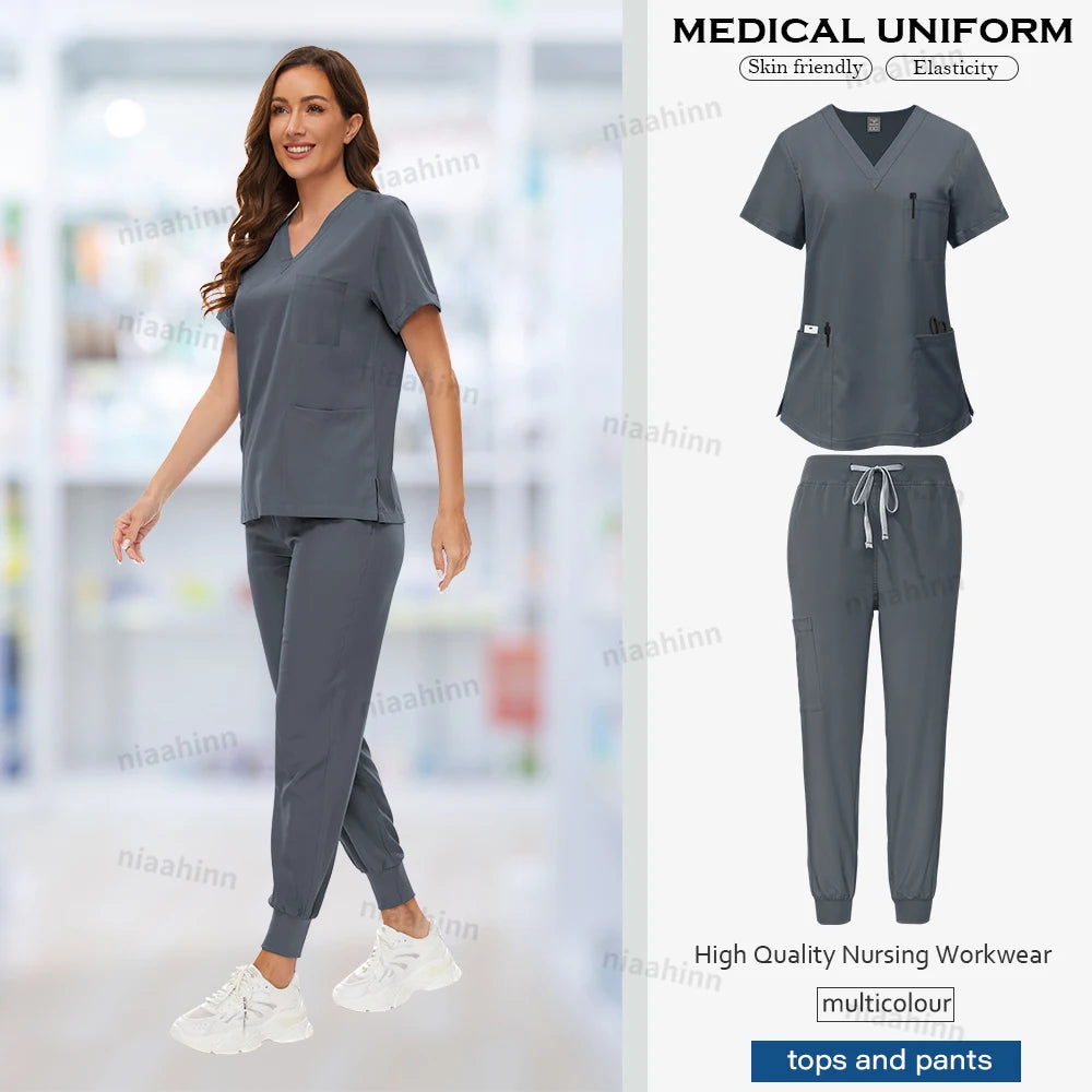 Ensemble de Scrubs Médicaux Femme – Haut Manches Courtes & Pantalon