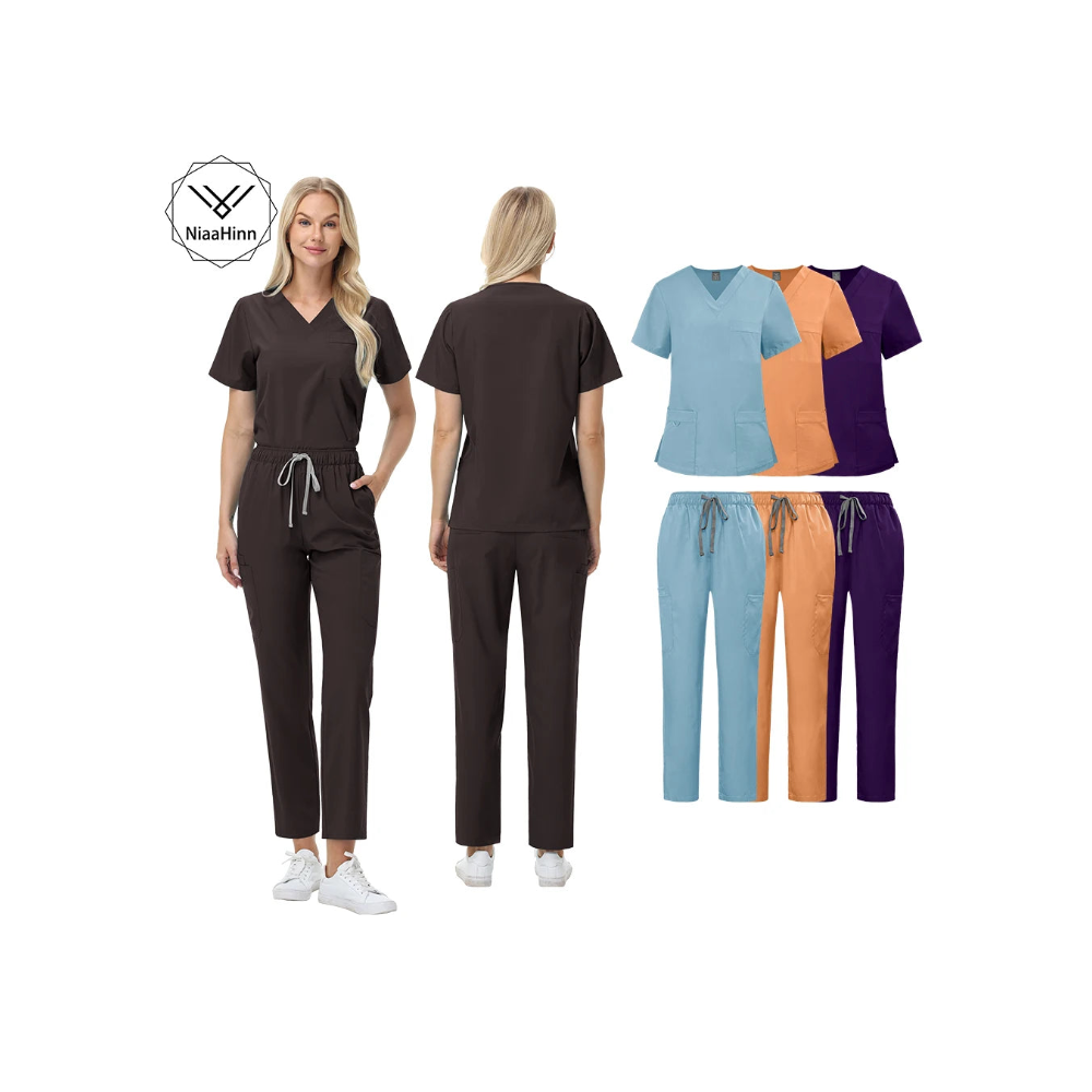 Ensemble Médical Femme - Haut Manches Courtes et Pantalon (12 Couleurs)