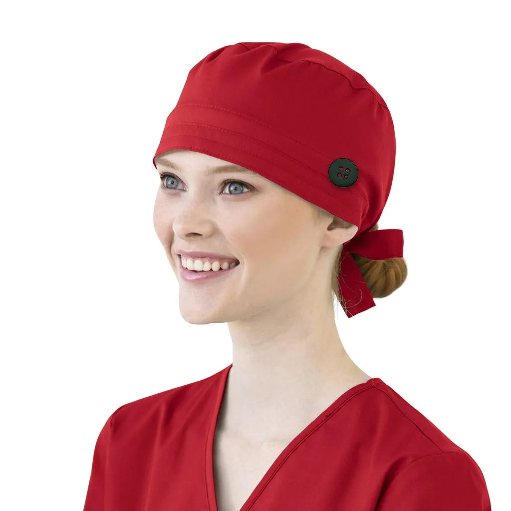 Bonnet médical avec bouton et bandeau anti-transpiration - Style bouffant ajustable