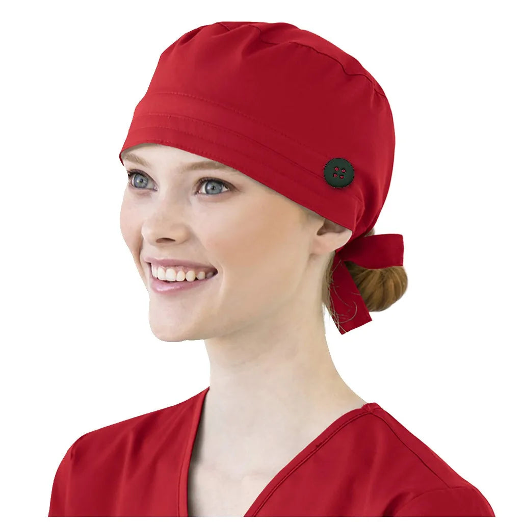 Bonnet médical avec bouton et bandeau anti-transpiration - Style bouffant ajustable