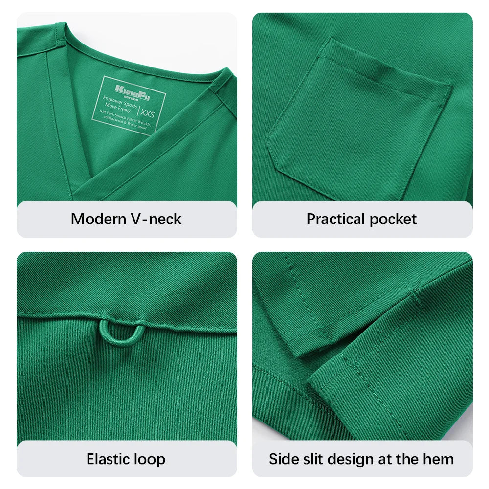 Ensemble Médical Antibactérien Vert - 2 Pièces (Haut et Pantalon)