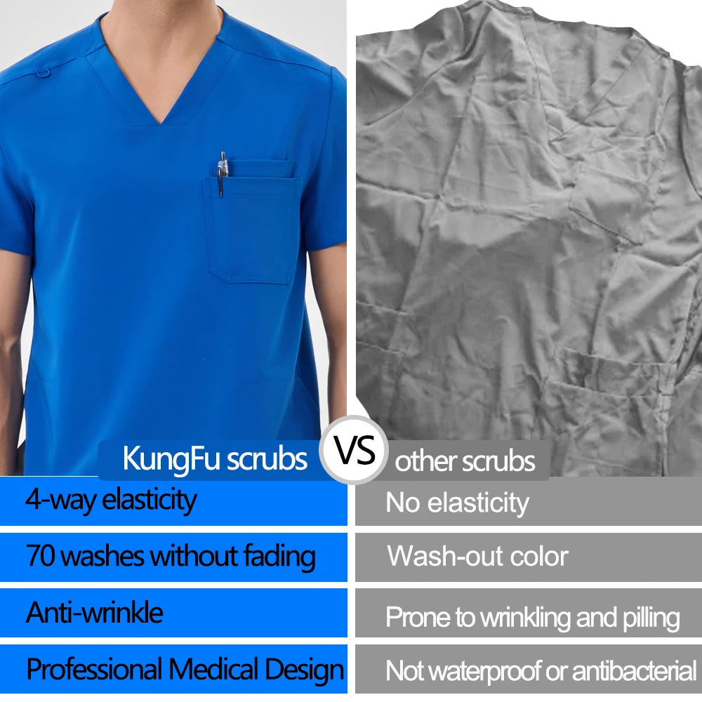 KUNGFU SCRUBS Ensemble médical homme anti-froissement style jogger