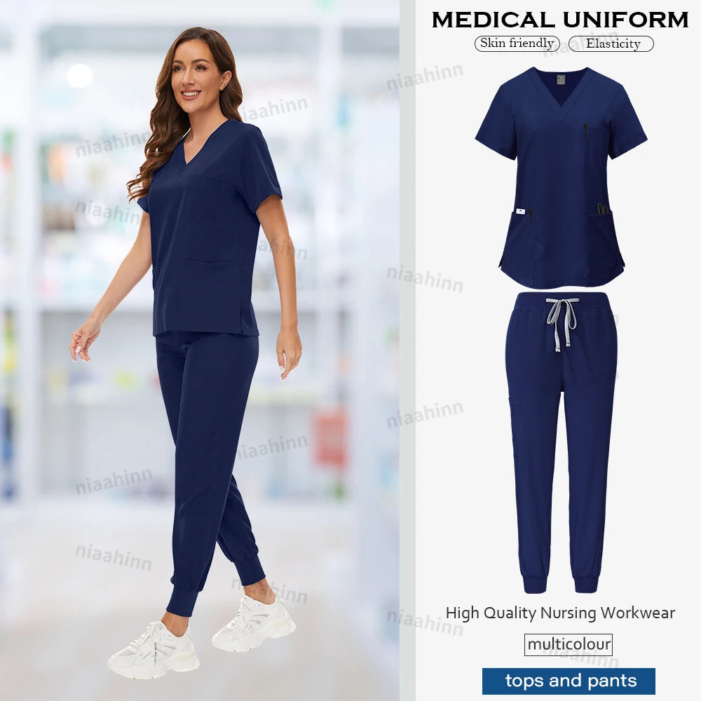Ensemble de Scrubs Médicaux Femme – Haut Manches Courtes & Pantalon