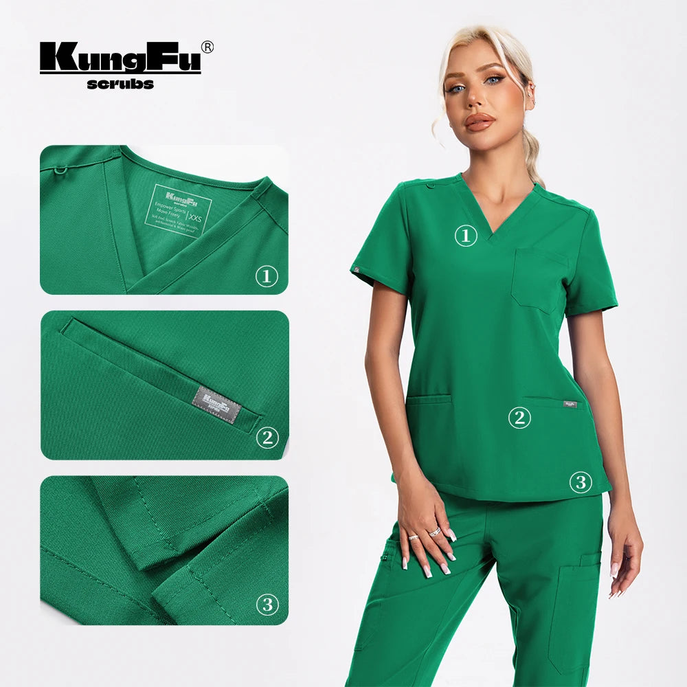 Ensemble Médical Antibactérien Vert - 2 Pièces (Haut et Pantalon)