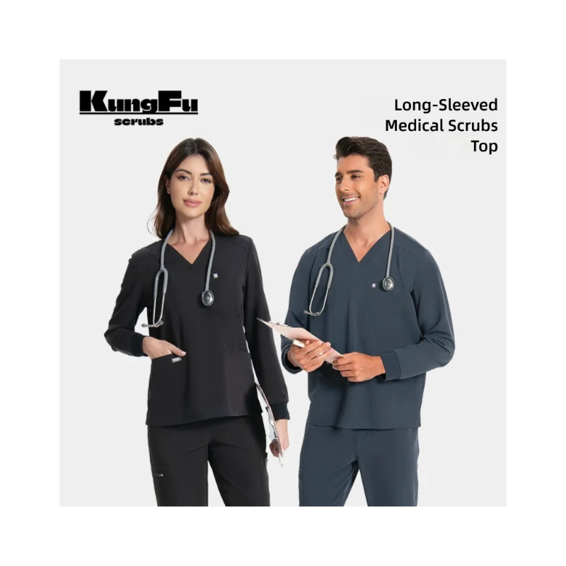 KUNGFU SCRUBS Haut médical manches longues unisexe antibactérien