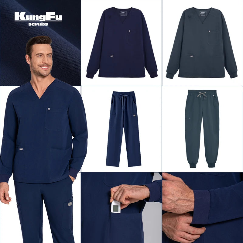 KUNGFU SCRUBS Ensemble médical homme manches longues antibactérien