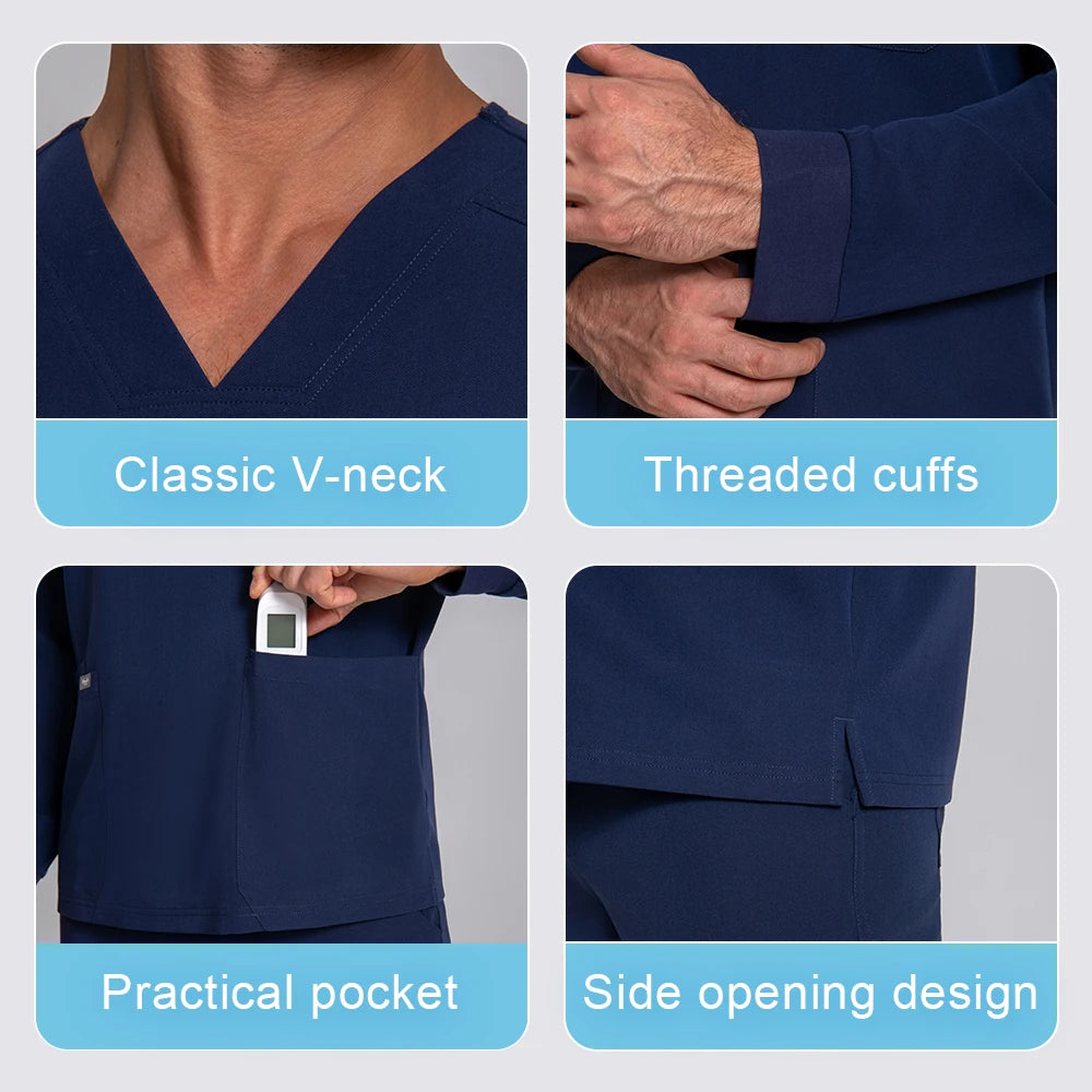 KUNGFU SCRUBS Ensemble médical homme manches longues antibactérien