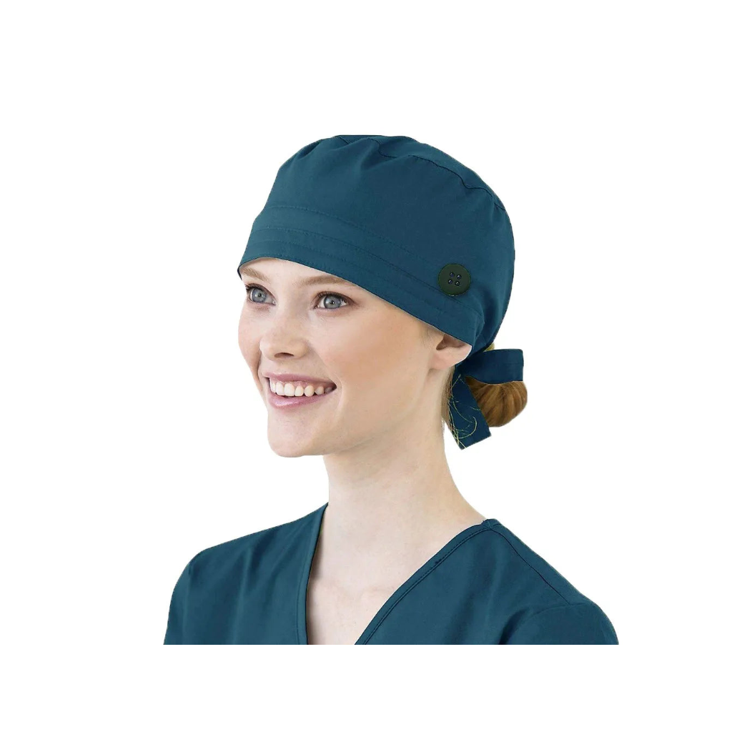 Bonnet médical avec bouton et bandeau anti-transpiration - Style bouffant ajustable