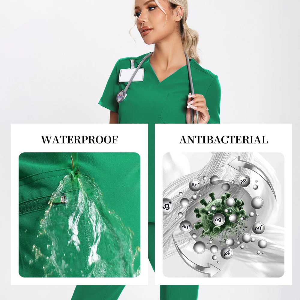 Ensemble Médical Antibactérien Vert - 2 Pièces (Haut et Pantalon)