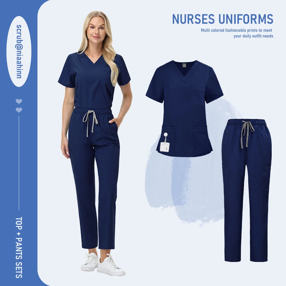 Ensemble Médical Femme - Haut Manches Courtes et Pantalon (12 Couleurs)